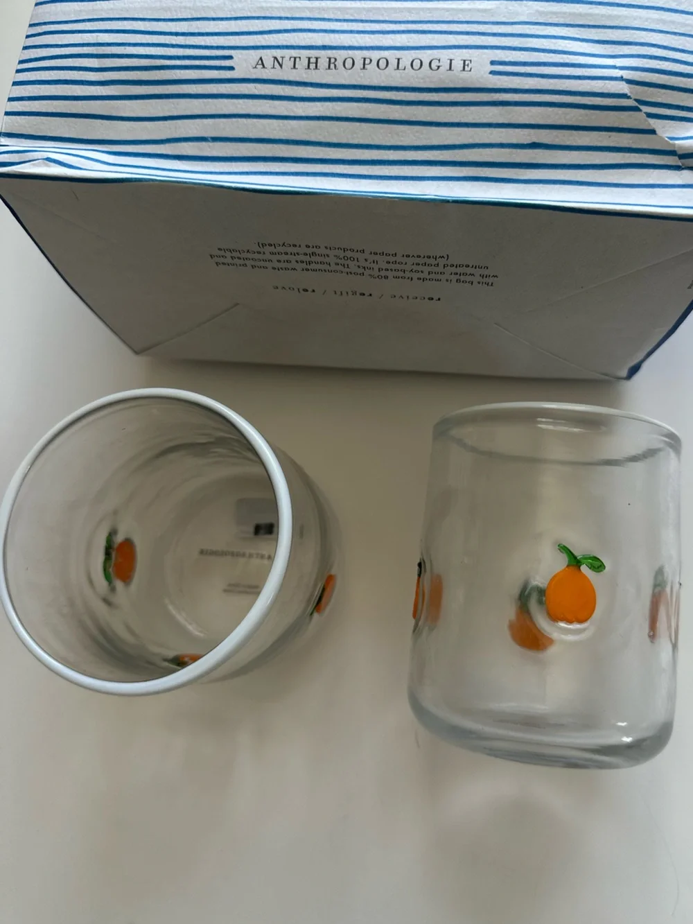 Anthropologie The Food & Drink Icon Juice Glass- Orange - Pair
